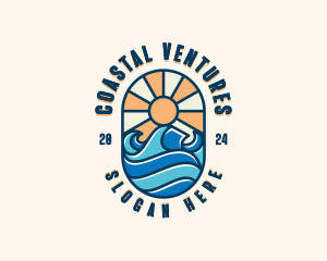 Surfer Ocean Waves logo design