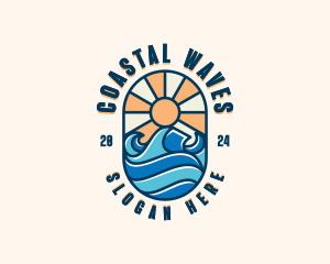 Surfer Ocean Waves logo design