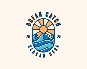 Surfer Ocean Waves logo design