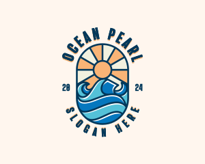 Surfer Ocean Waves logo design