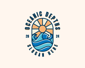 Surfer Ocean Waves logo design