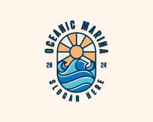 Surfer Ocean Waves logo design