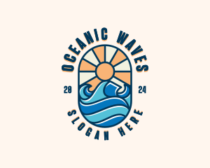 Surfer Ocean Waves logo design