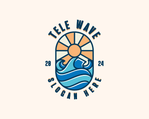 Surfer Ocean Waves logo design