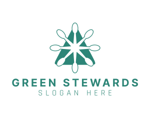 Green Spoon Triangle Restaurant logo design