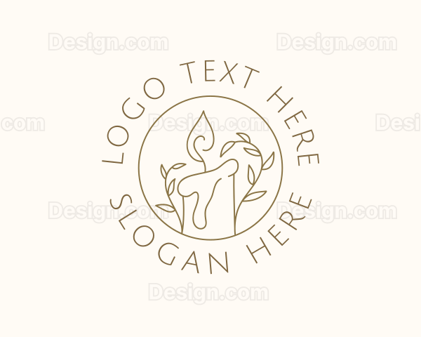 Candle Flame Leaves Logo