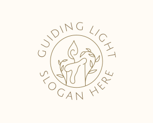 Candle Flame Leaves logo design