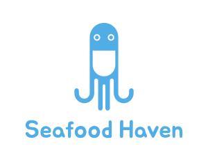 Blue Seafood Octopus  logo design