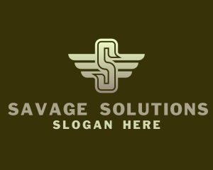 Military Winged Letter S logo design