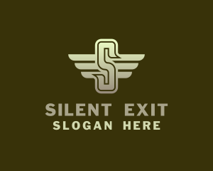 Military Winged Letter S logo design