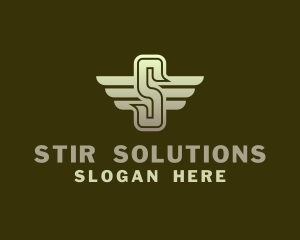 Military Winged Letter S logo design