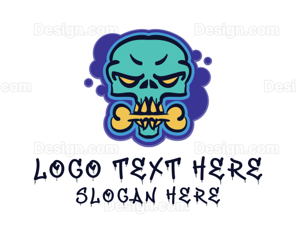 Skull Graffiti Mural Artist Logo