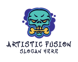 Skull Graffiti Mural Artist logo design