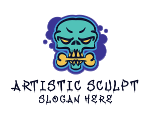Skull Graffiti Mural Artist logo design