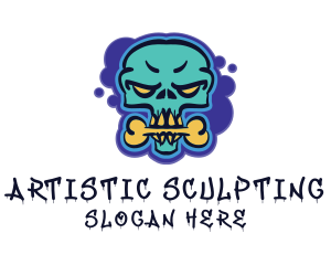 Skull Graffiti Mural Artist logo design