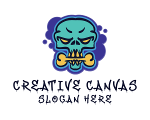 Skull Graffiti Mural Artist logo design