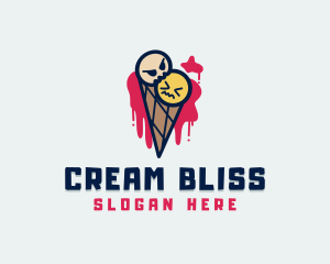 Scary Ice Cream Cone logo design