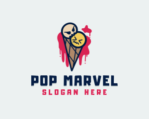 Scary Ice Cream Cone logo design