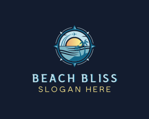 Airplane Sunset Beach logo design