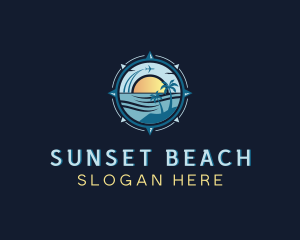 Airplane Sunset Beach logo design