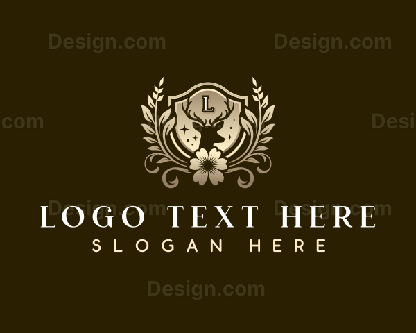 Floral Deer Crest Logo