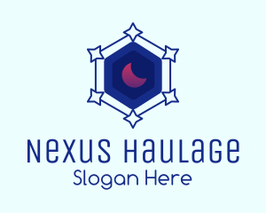 Star Hexagon Moon logo design