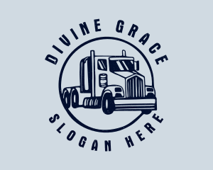 Blue Flatbed Truck Logo