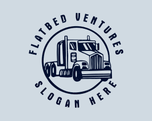 Blue Flatbed Truck logo design