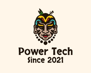 Colorful Aztec Warrior Face logo