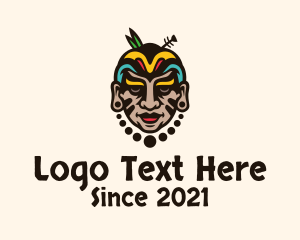 Chieftain - Colorful Aztec Warrior Face logo design
