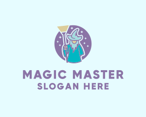 Housekeeping Broom Wizard logo design