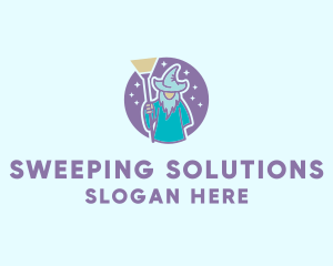 Housekeeping Broom Wizard logo design