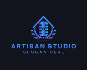 Podcast Studio Microphone logo design