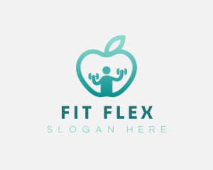 Dumbbell Fitness Apple  logo design