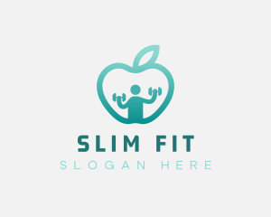 Dumbbell Fitness Apple  logo design