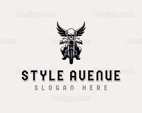 Motorbike Skull Wings Logo