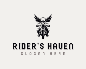 Motorbike Skull Wings logo design