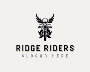 Motorbike Skull Wings logo design