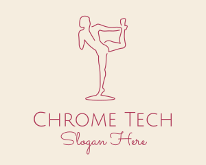 Red Monoline Yoga Stretch logo design