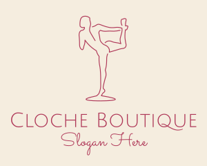 Red Monoline Yoga Stretch logo design