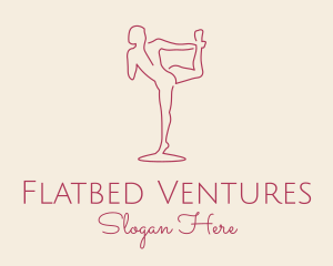 Red Monoline Yoga Stretch logo design