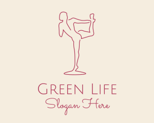 Red Monoline Yoga Stretch logo design