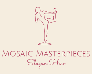 Red Monoline Yoga Stretch logo design