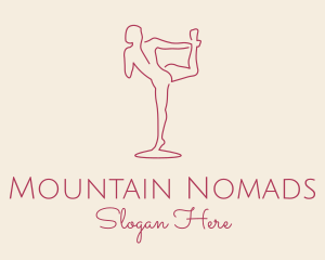 Red Monoline Yoga Stretch logo design