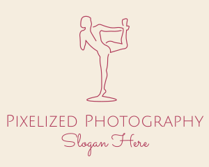 Red Monoline Yoga Stretch logo design