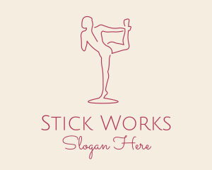 Red Monoline Yoga Stretch logo design