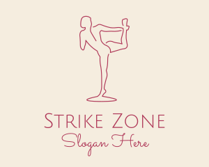 Red Monoline Yoga Stretch logo design