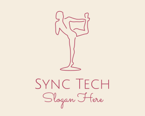 Red Monoline Yoga Stretch logo design