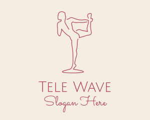 Red Monoline Yoga Stretch logo design