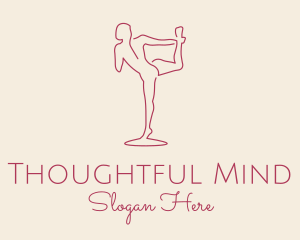 Red Monoline Yoga Stretch logo design